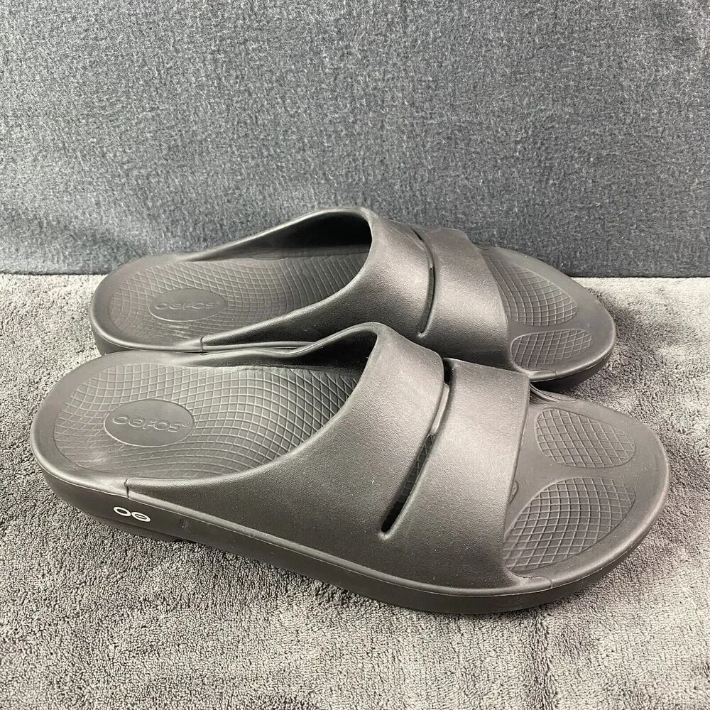 OOFOS OOahh Recovery Slides Black Sport Comfort Sandals Men's 12 Women's 14